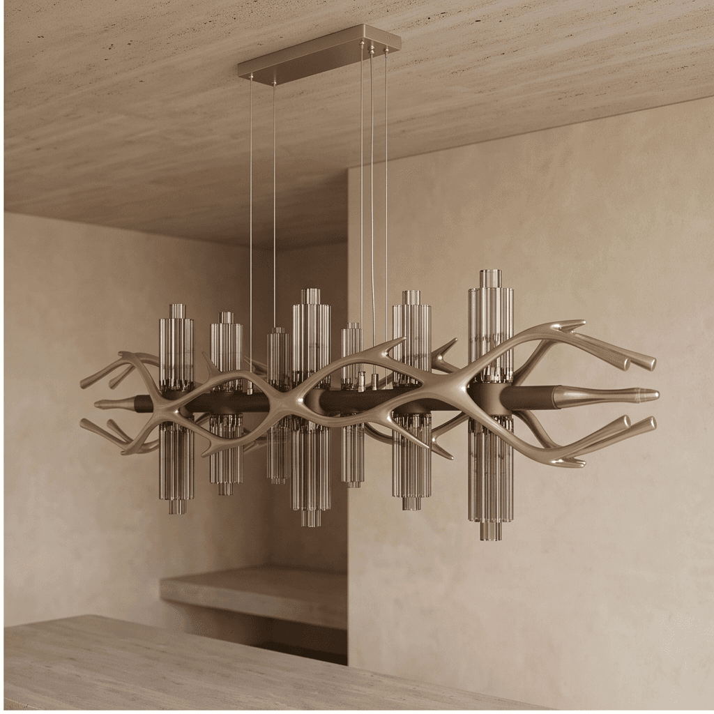Metallic Brass Chandelier Angle 1