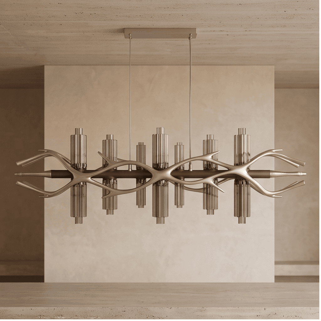 Metallic Brass Chandelier Angle 2
