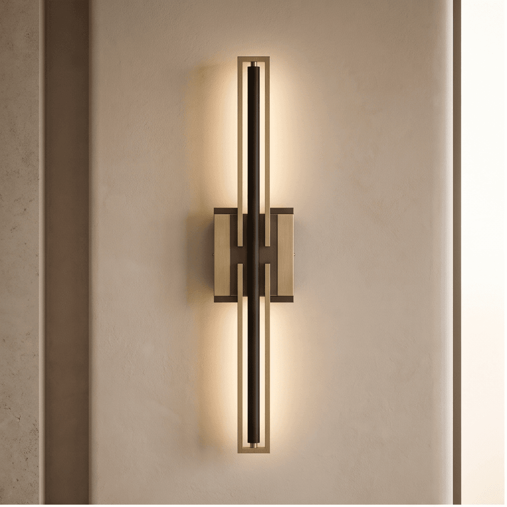Brass And Black Wall Sconce angle 2