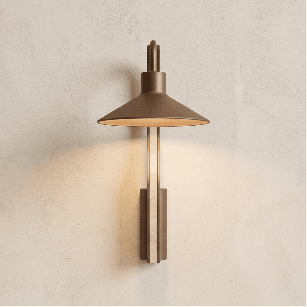 Brass Architectural Wall Sconce angle 2