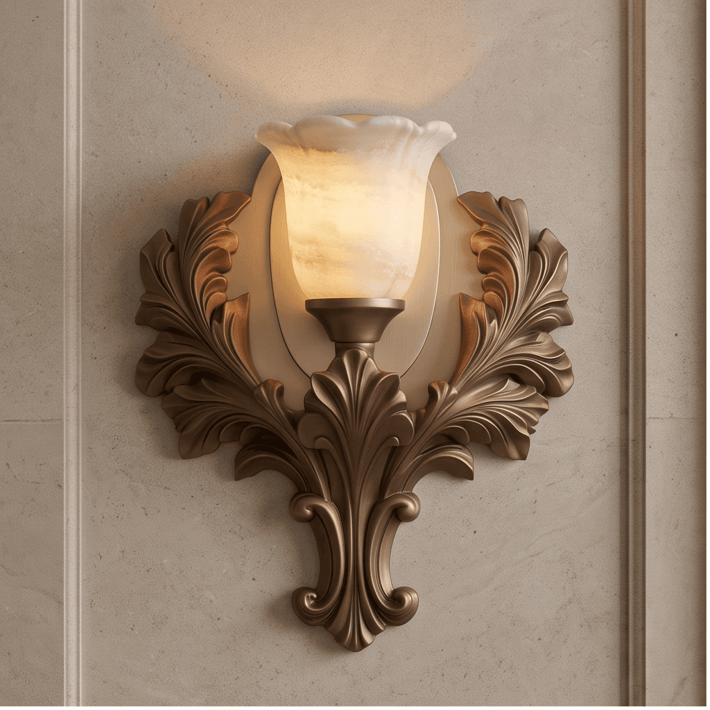 Brass Orange Glass Sconce angle 2