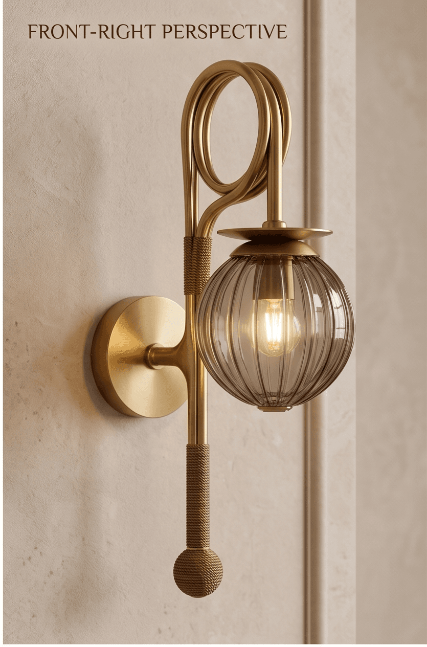 Gold Glass Wall Sconce Angle 1