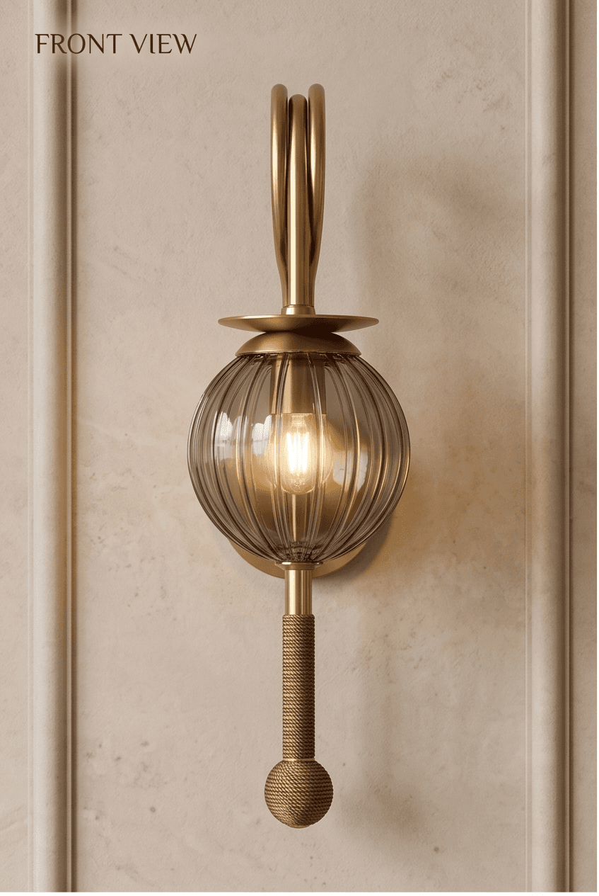 Gold Glass Wall Sconce Angle 2
