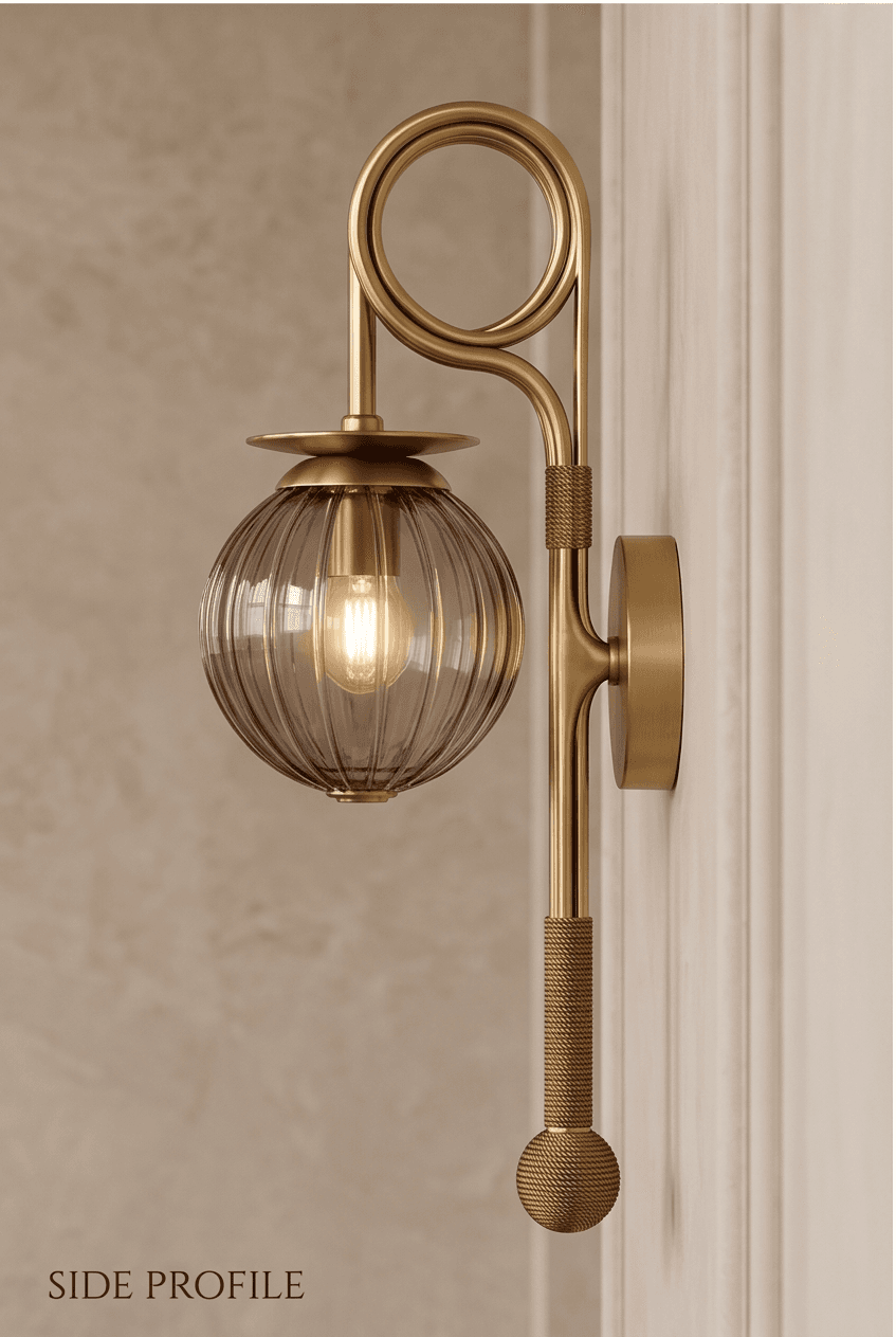 Gold Glass Wall Sconce Angle 3