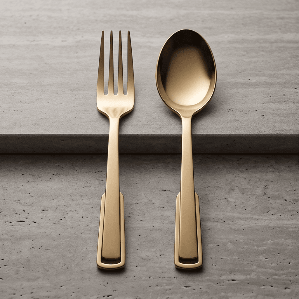 Gold Metal Cutlery Set angle 2