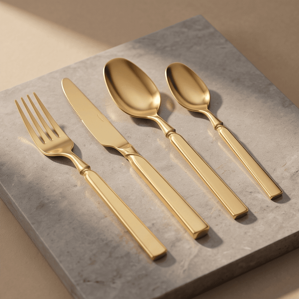 Gold Metal Cutlery Set 2
