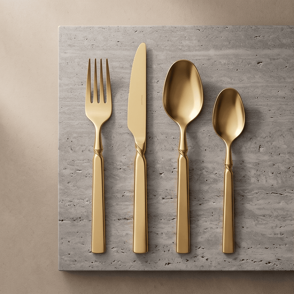 Gold Metal Cutlery Set 2 angle 2
