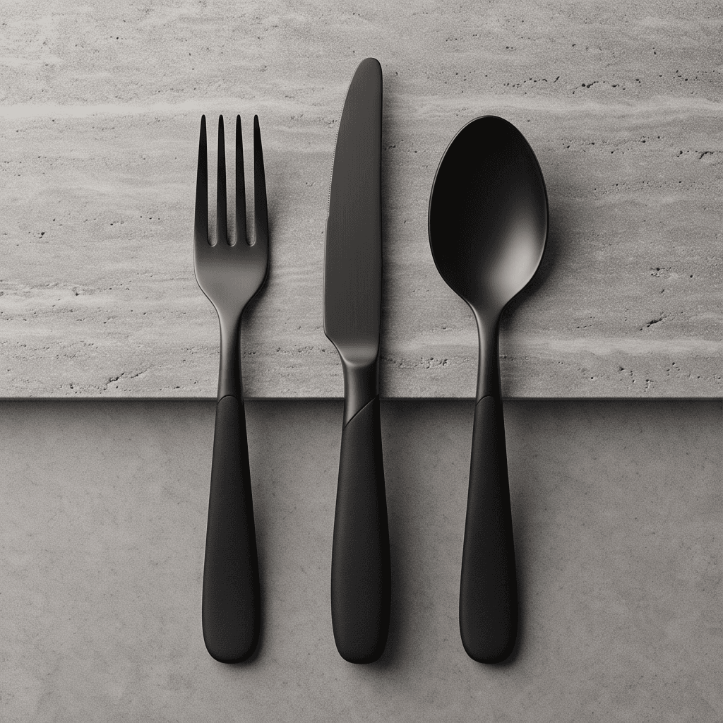 Matte Black Cutlery Set angle 2