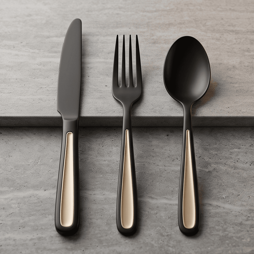 Matte Black Metal Cutlery Angle 2