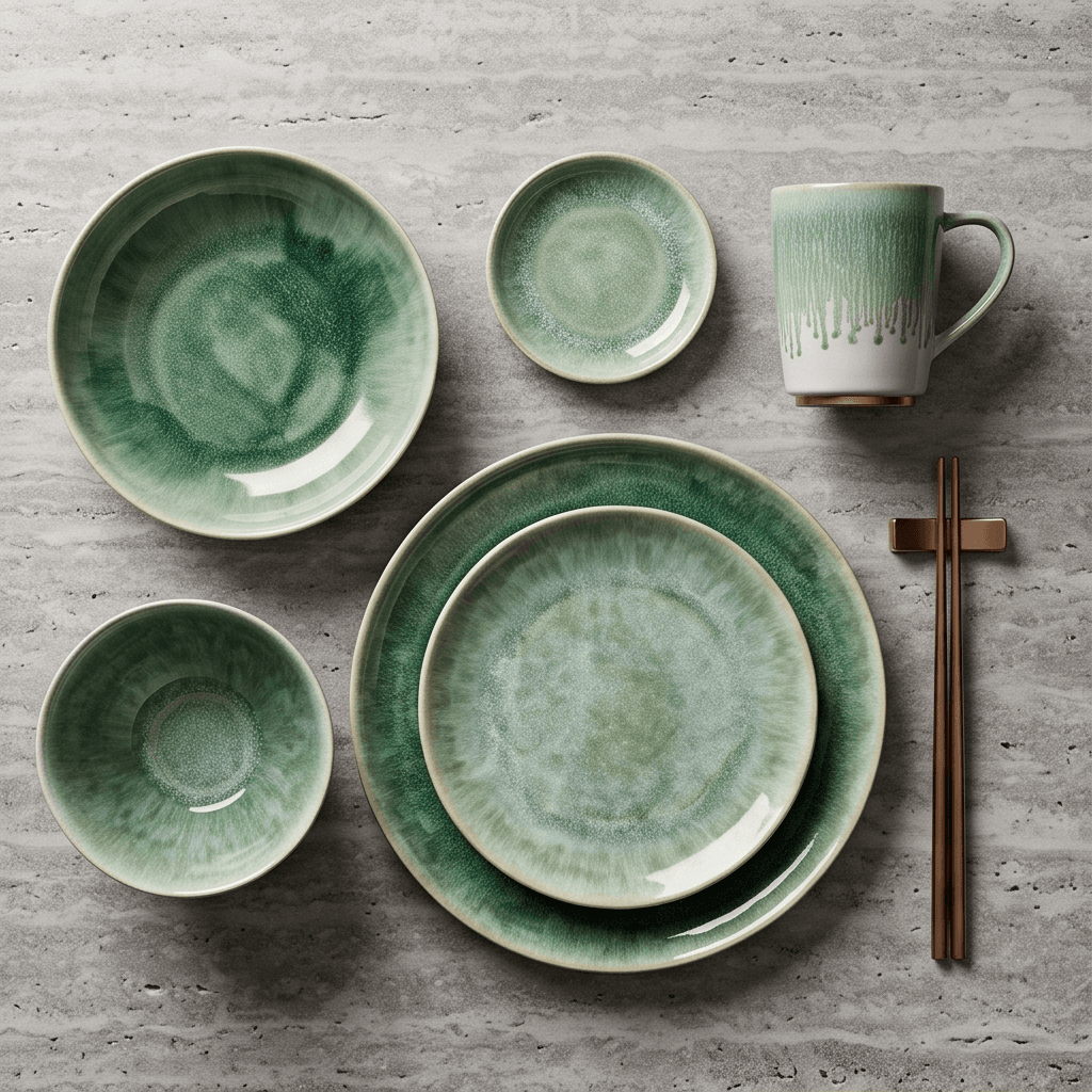 Ceramic Glaze Dinner Set Angle 2
