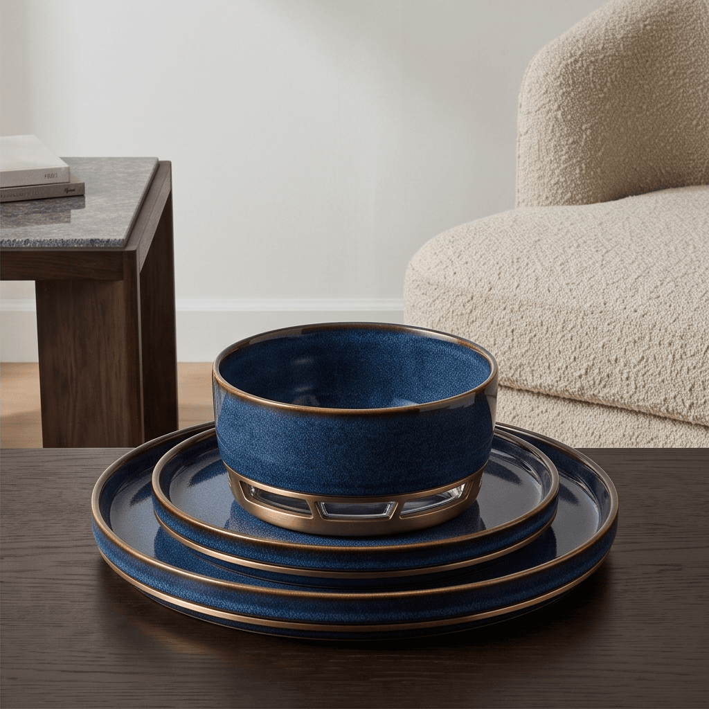 Stoneware Rustic Dinner Set Angle 1