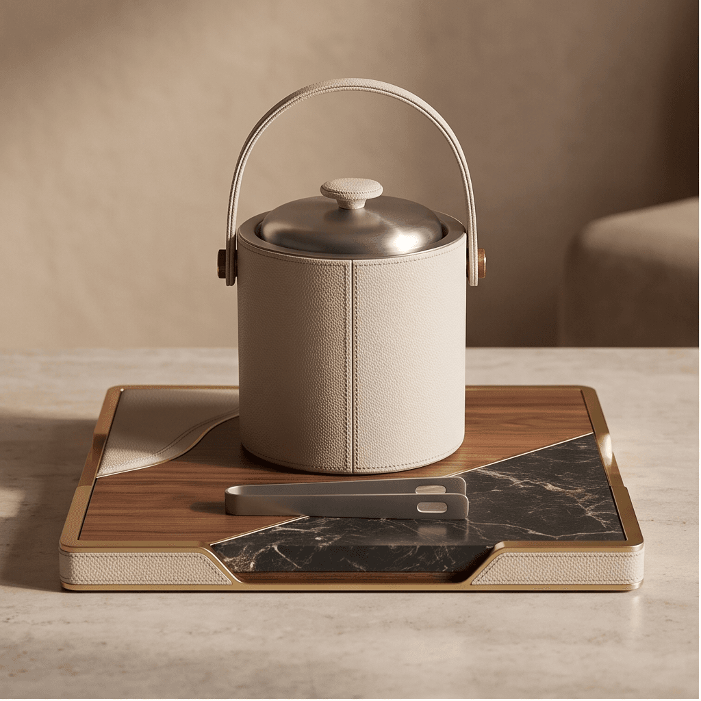 Leather Wrapped Ice Bucket angle 2