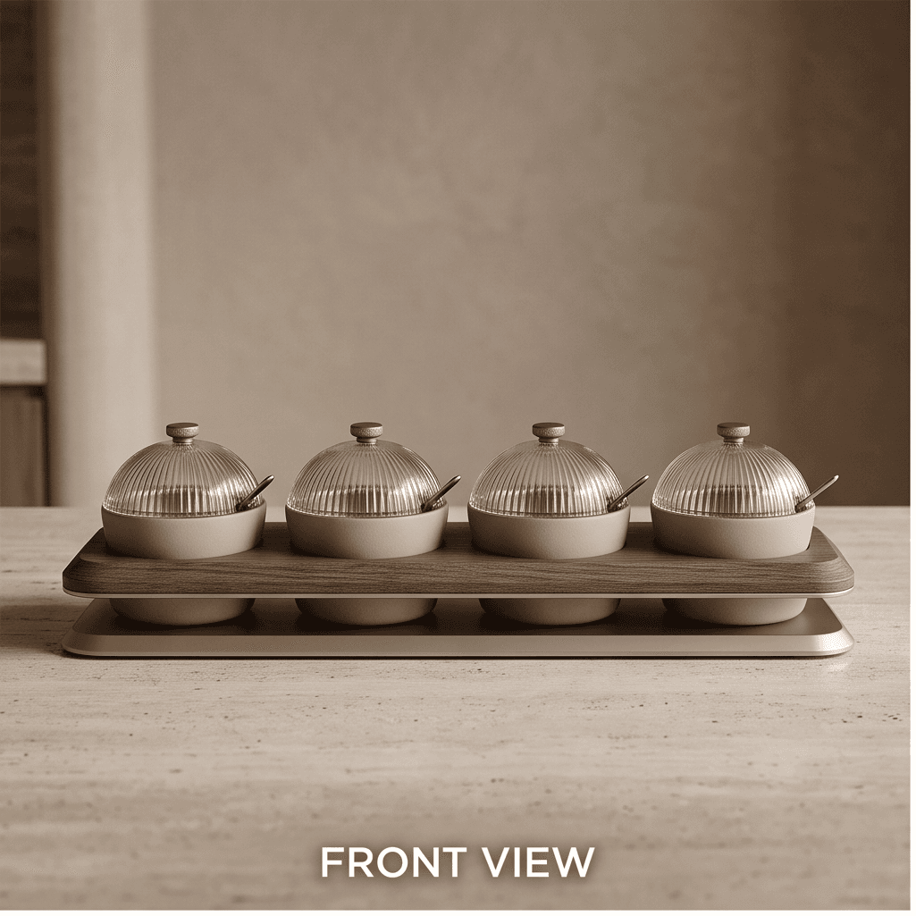 Stone And Glass Condiment Server angle 2