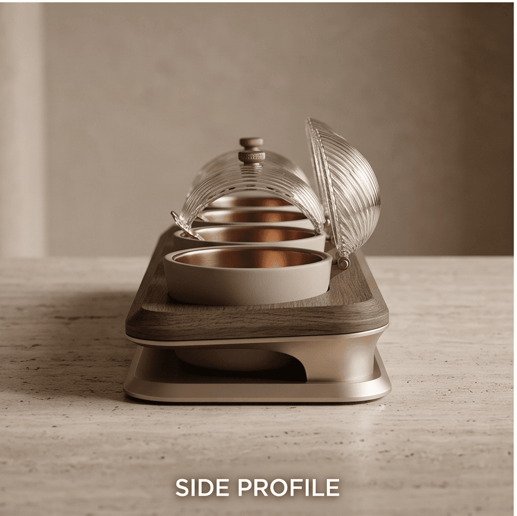 Stone And Glass Condiment Server Angle 3