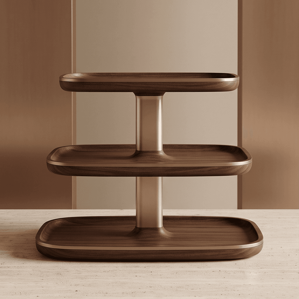 Wooden Three Tier Server Angle 2
