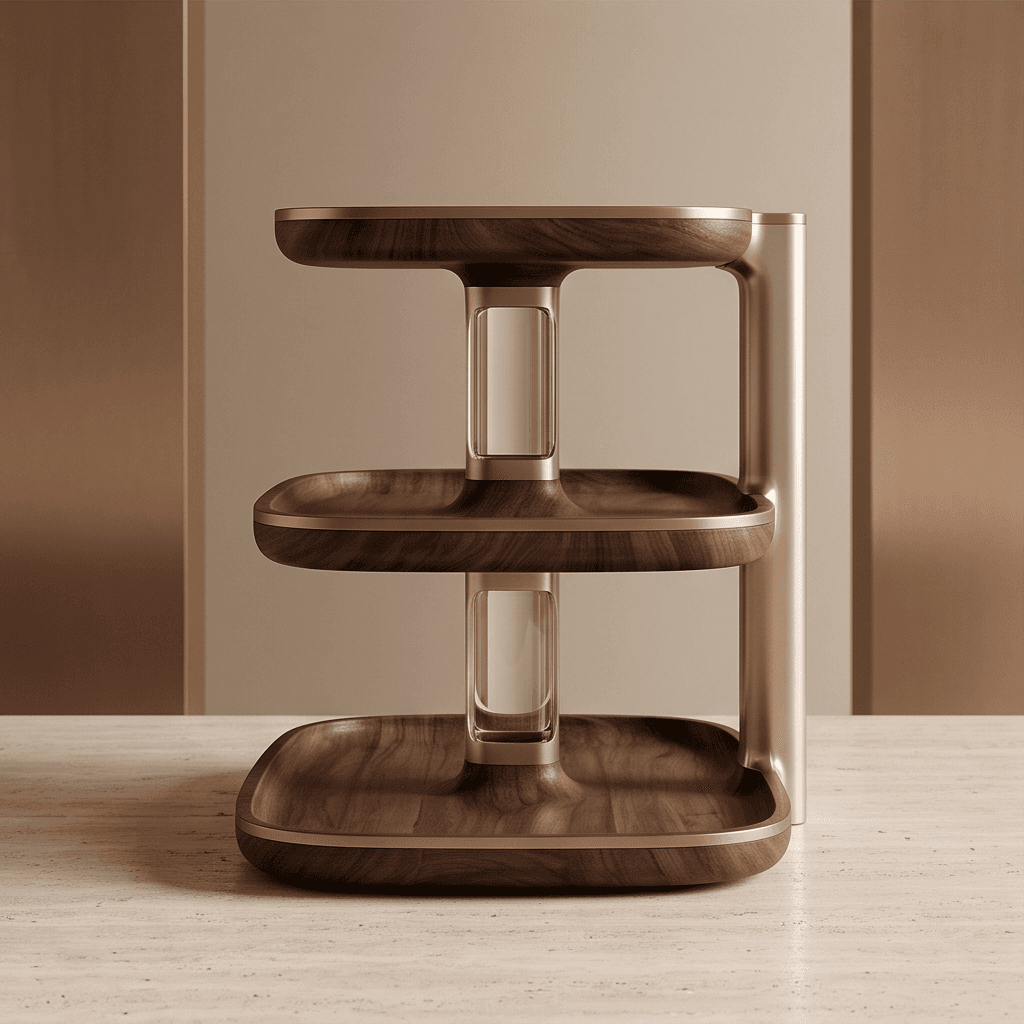 Wooden Three Tier Server Angle 3