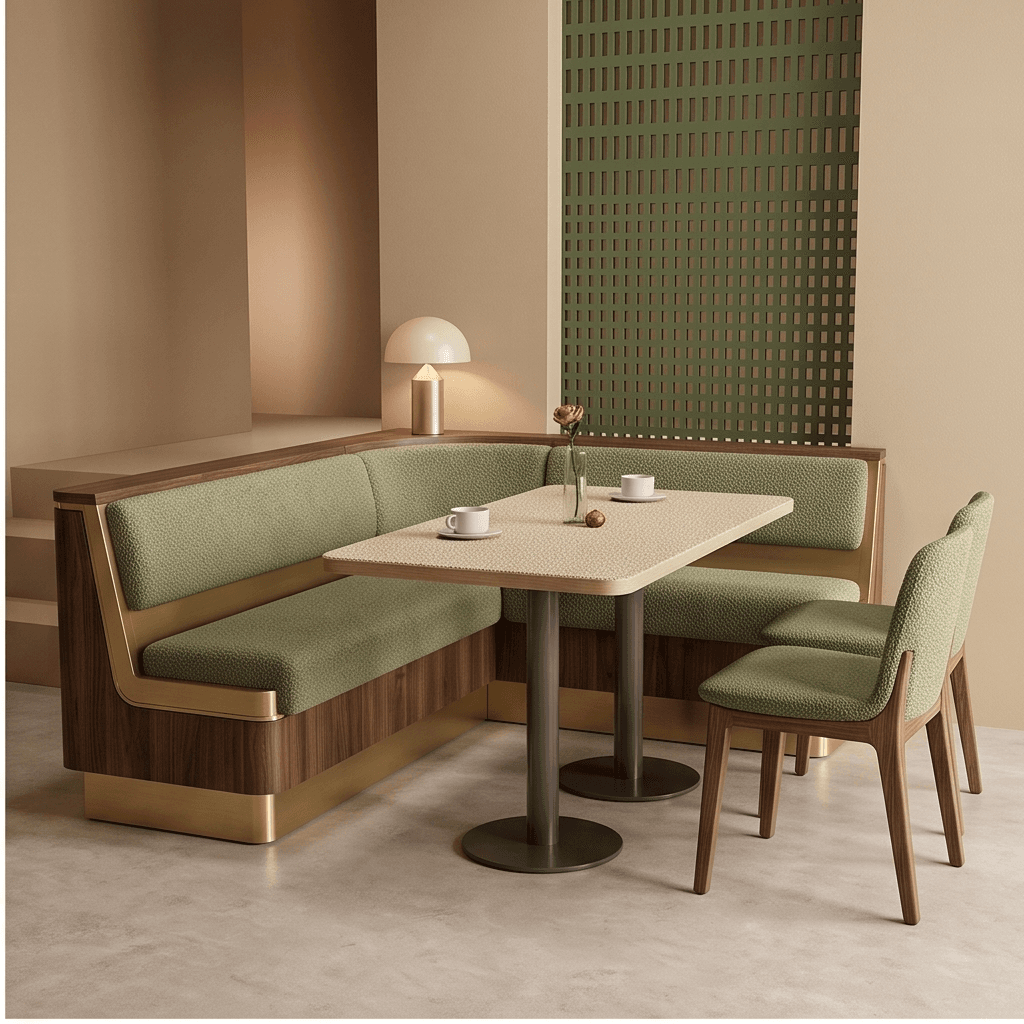 Green Upholstered Wood Bar Bench