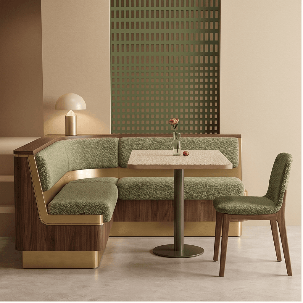 Green Upholstered Wood Bar Bench angle 2