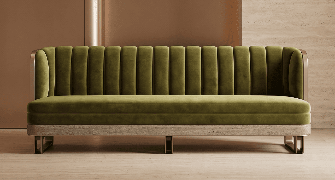 Green Velvet Bar Bench angle 2