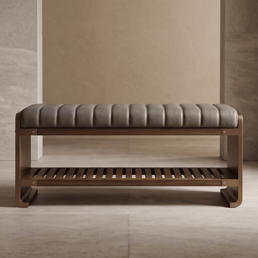 Metal Frame Upholstered Bench angle 2