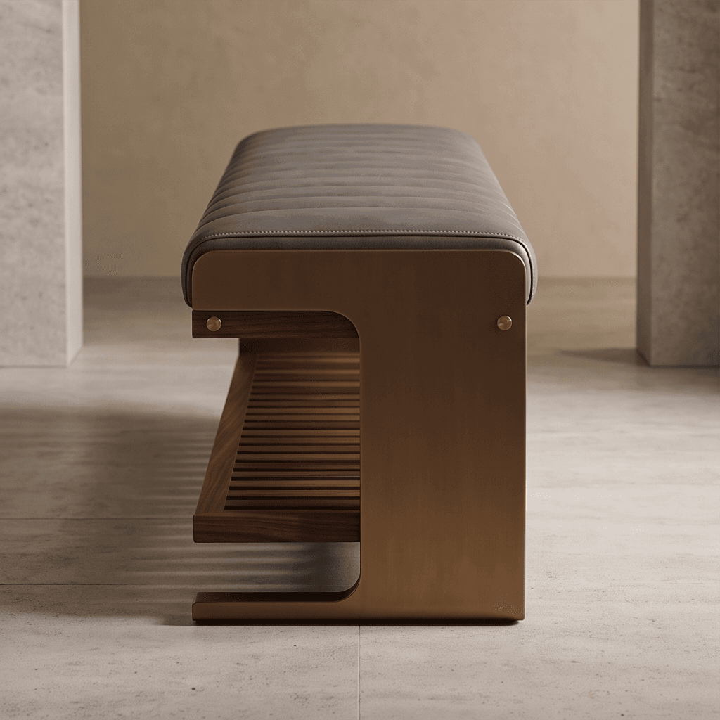 Metal Frame Upholstered Bench Angle 3