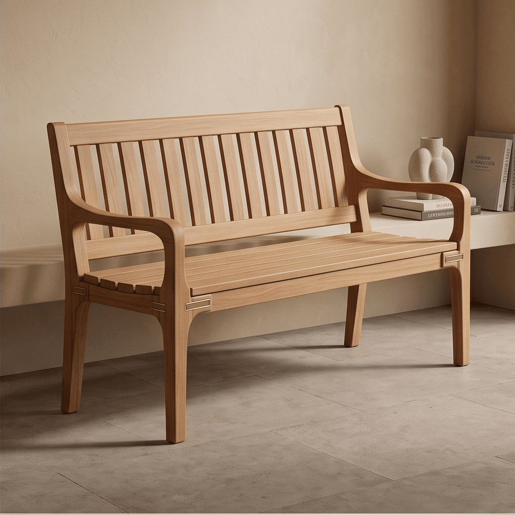 Teak Wood Bench Angle 1