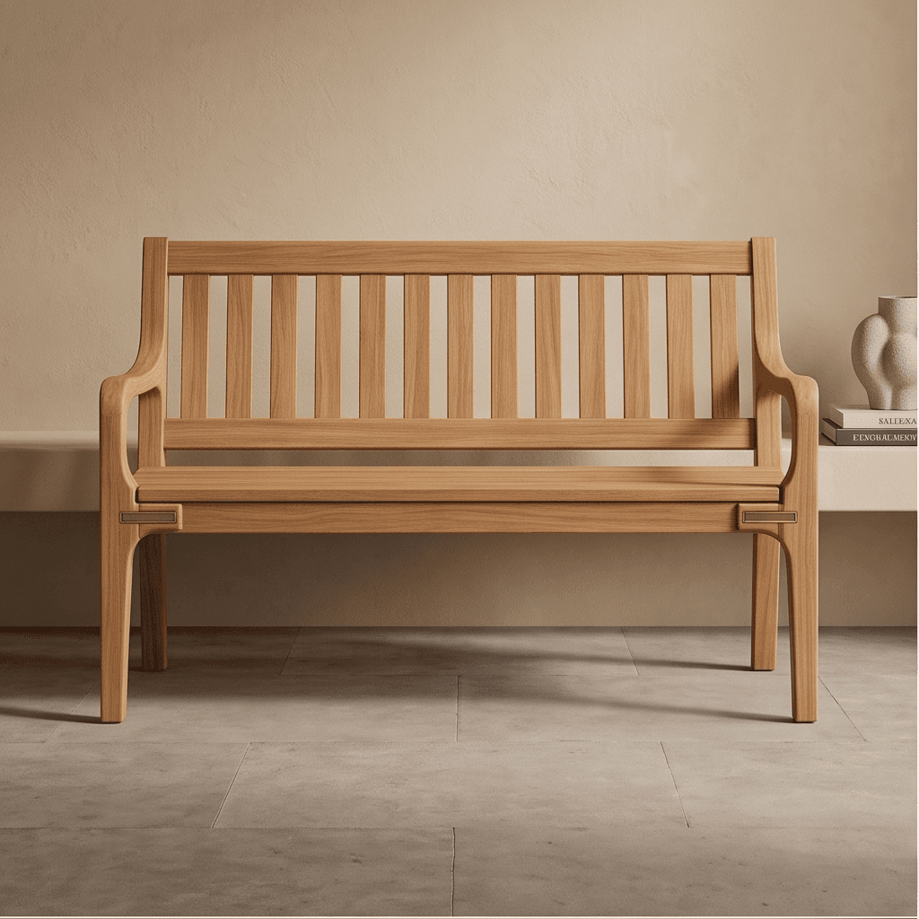 Teak Wood Bench Angle 2