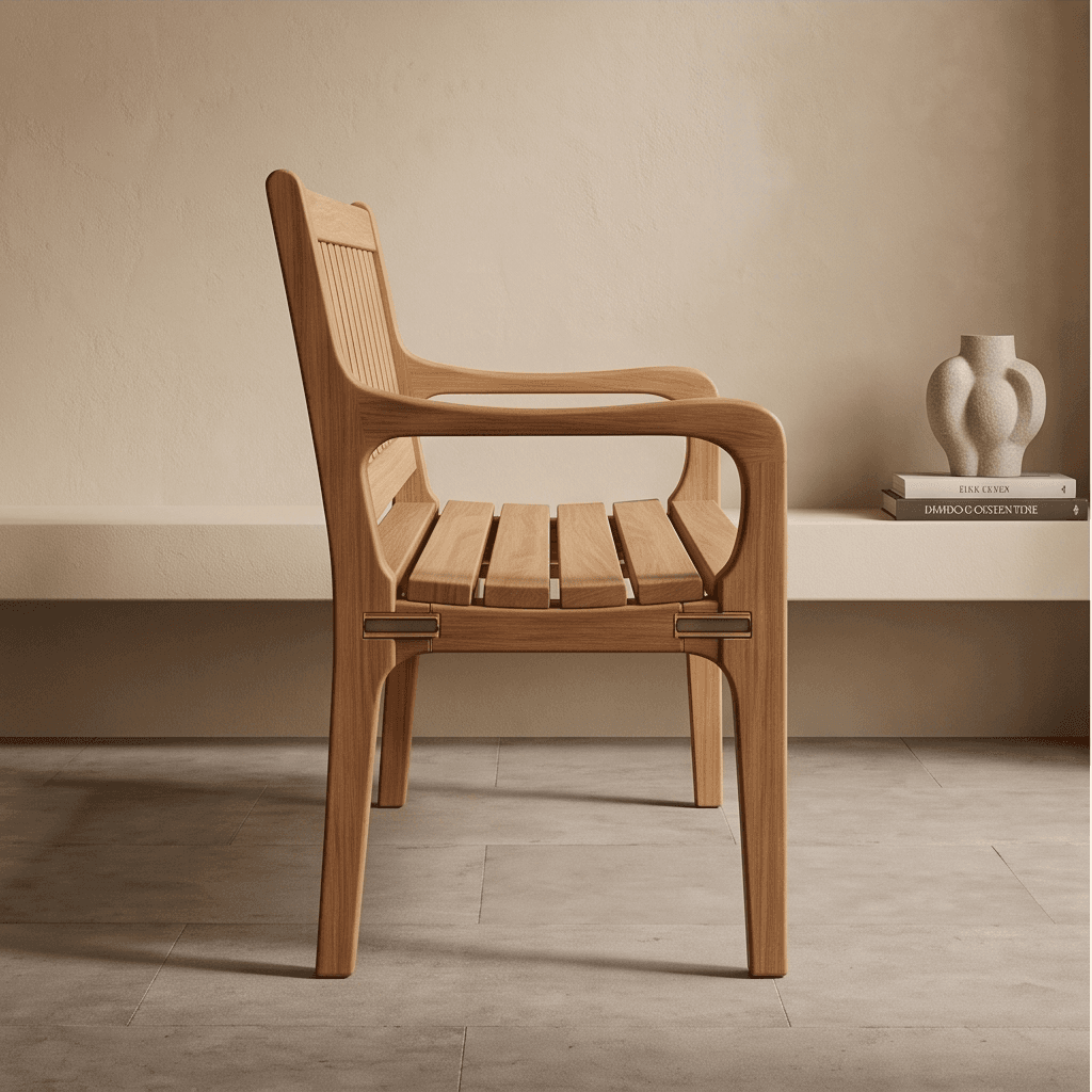Teak Wood Bench Angle 3