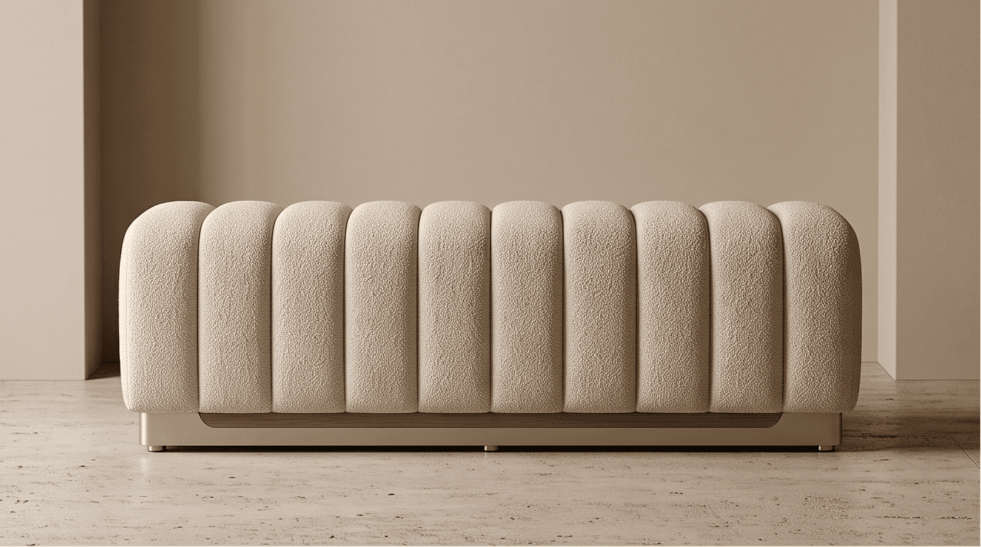 Tufted Beige Bar Bench Angle 2