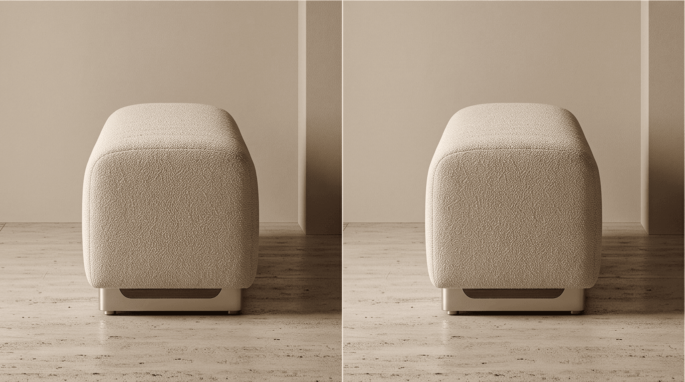 Tufted Beige Bar Bench Angle 3