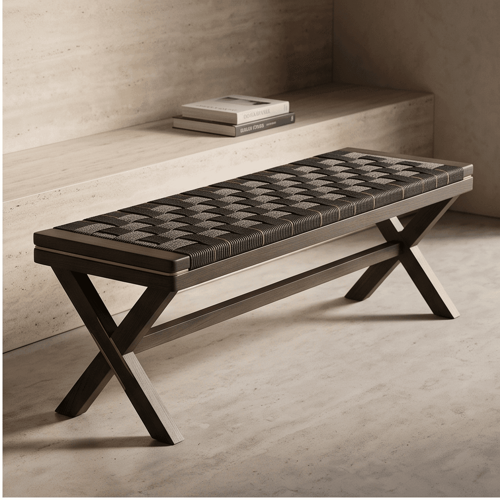 Woven Rope Bench Angle 1
