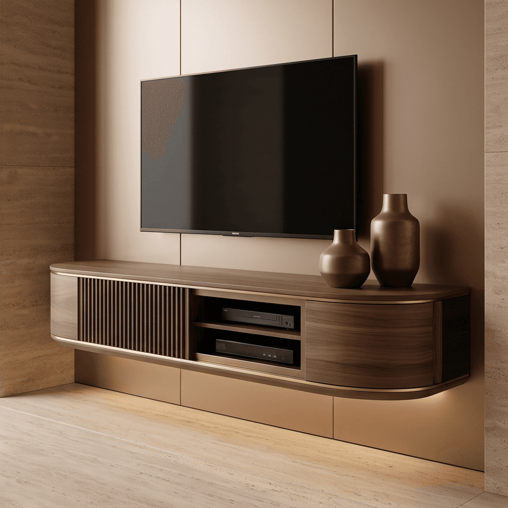 Modern Wooden Floating Media Console
