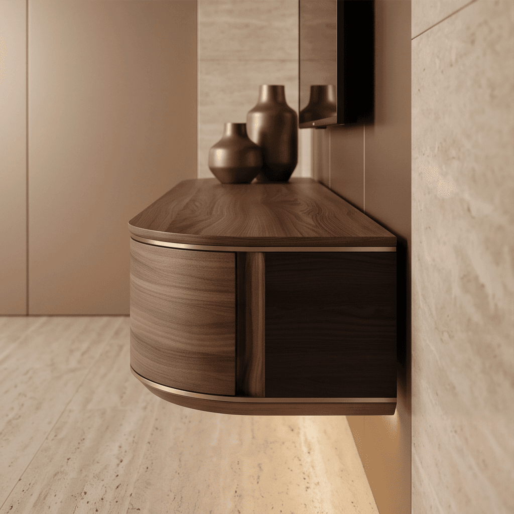 Modern Wooden Floating Media Console Angle 3