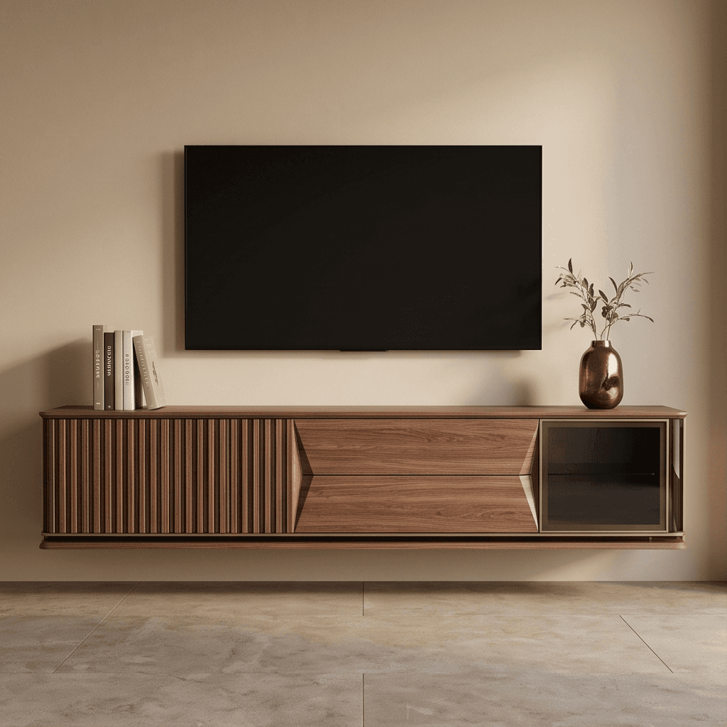 Modern Wood Media Console angle 2