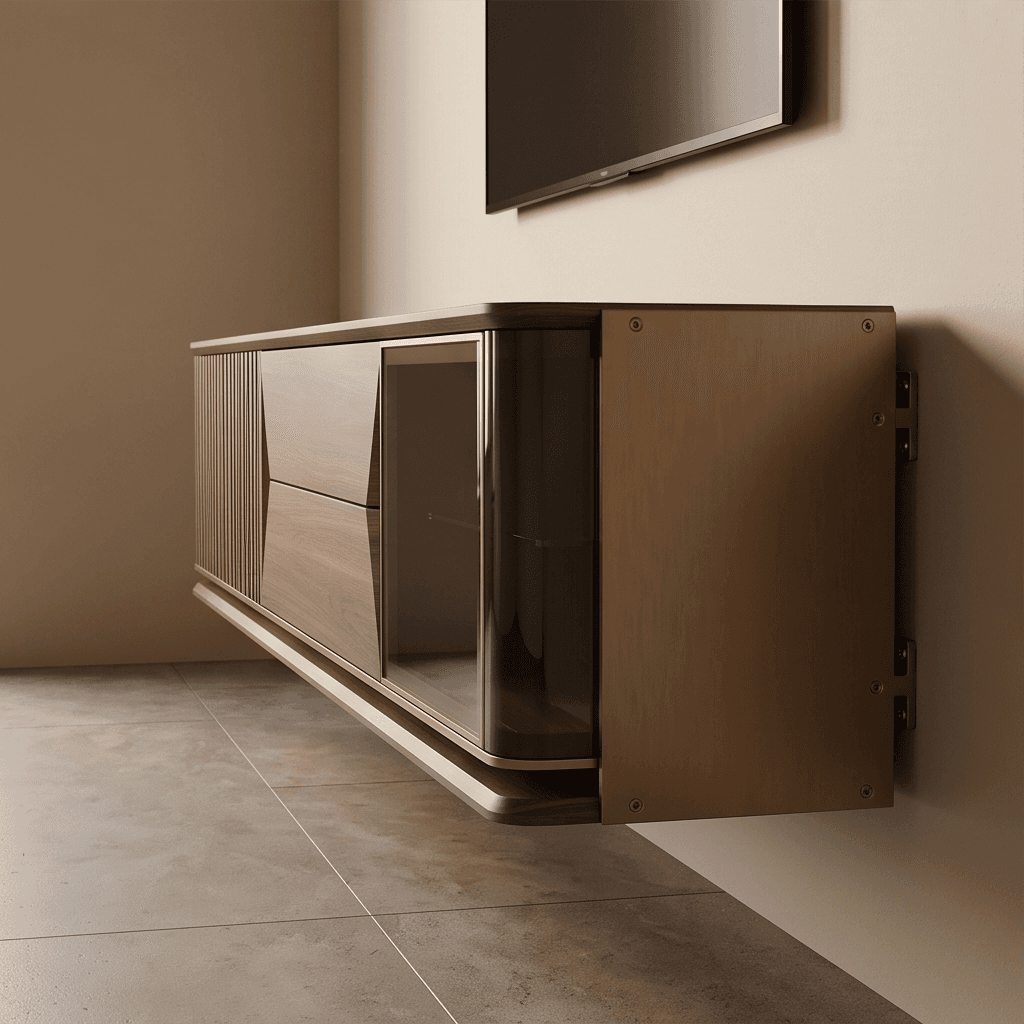 Modern Wood Media Console Angle 3