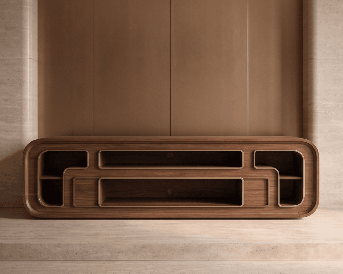 Wood Low Profile Media Console angle 2