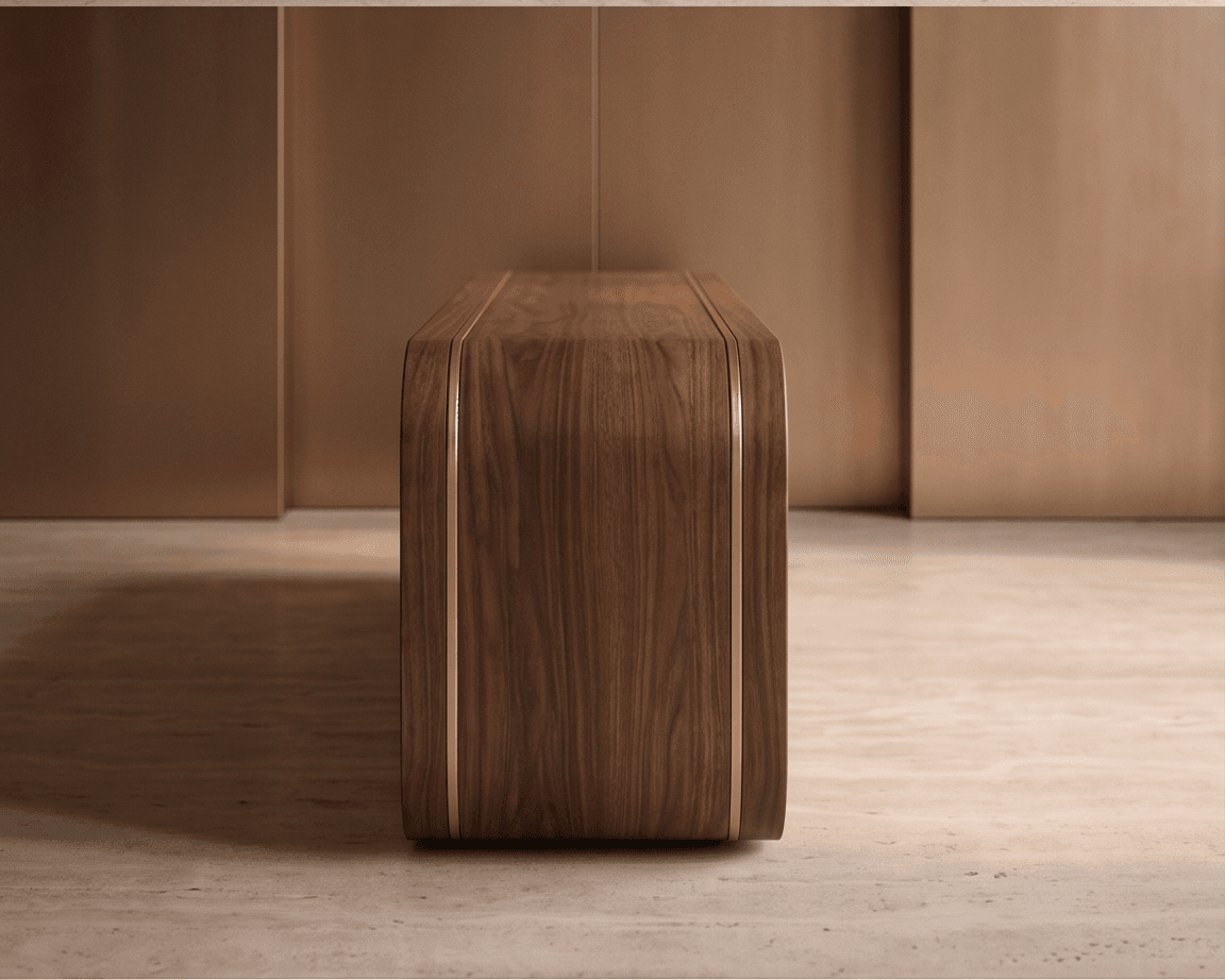 Wood Low Profile Media Console Angle 3