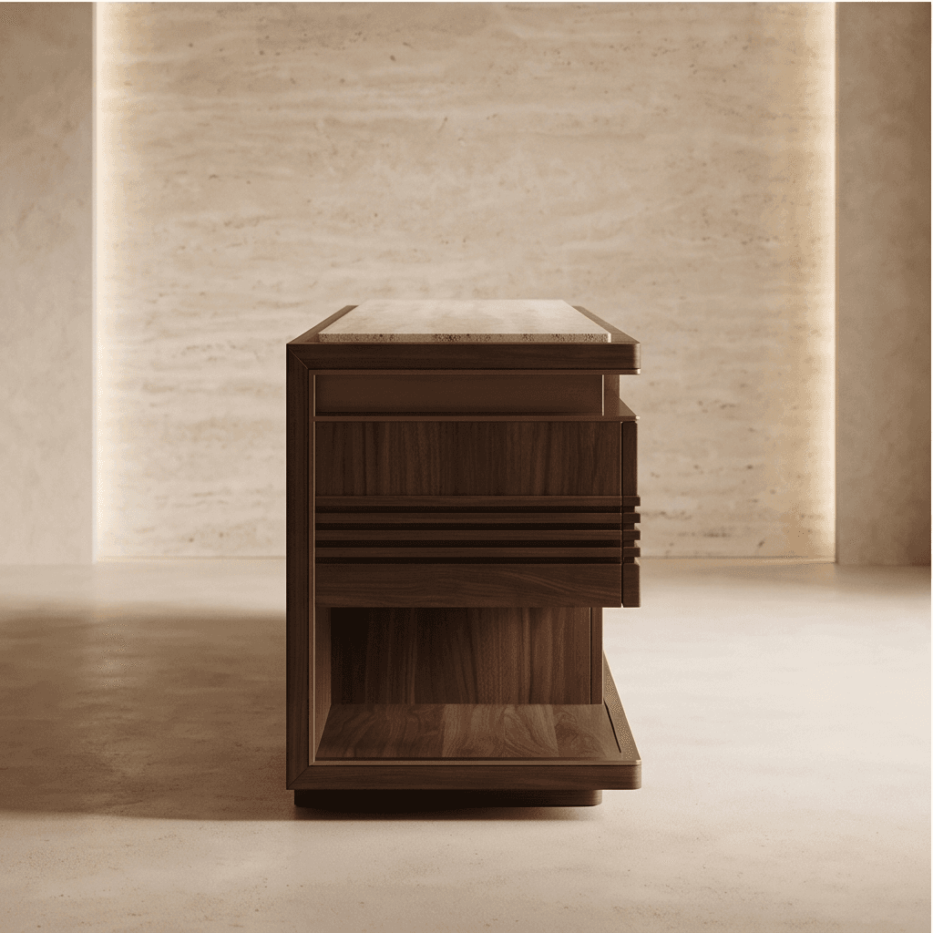 Wood Slatted Media Console Angle 3