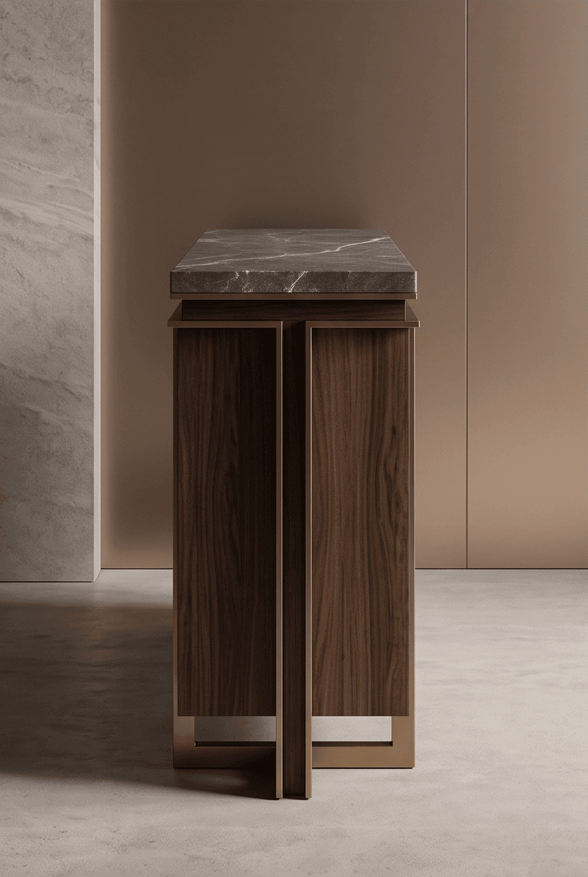 Marble Top Wood Sideboard Angle 3