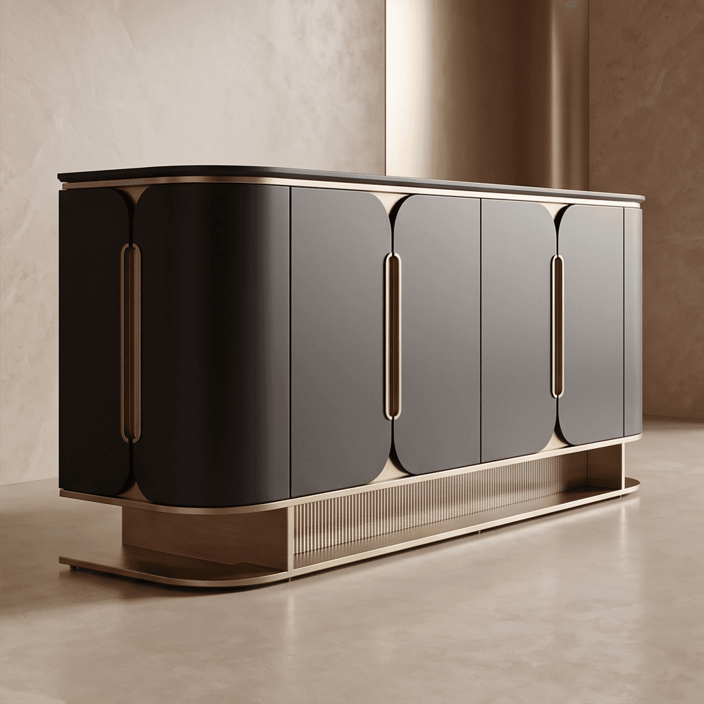 Modern Black Sideboard With Gold Base