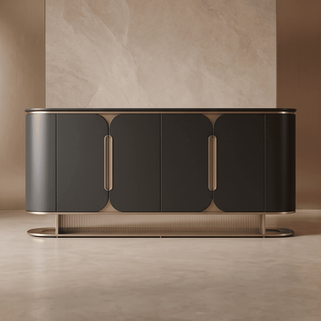 Modern Black Sideboard With Gold Base angle 2