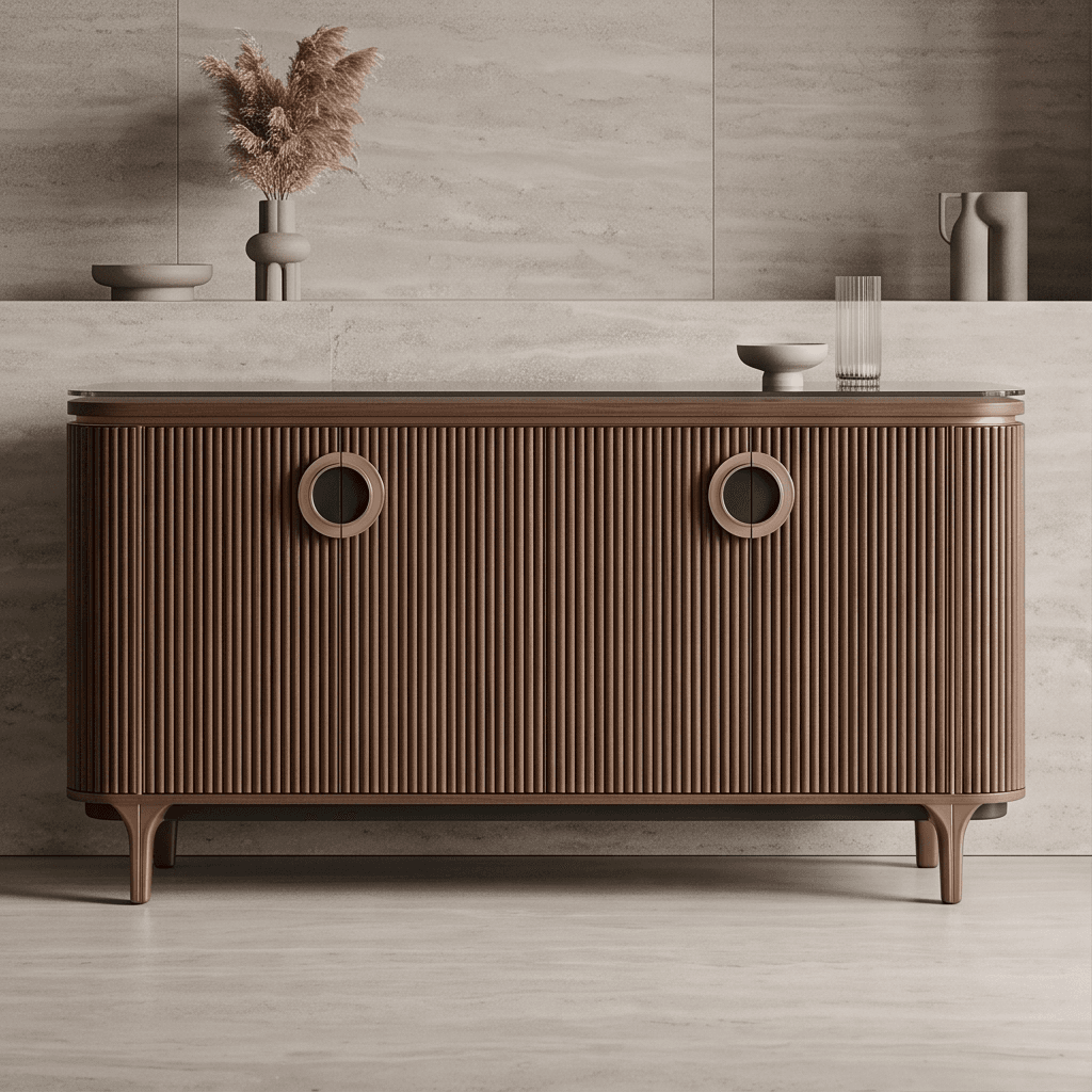 Wooden Fluted Sideboard angle 2