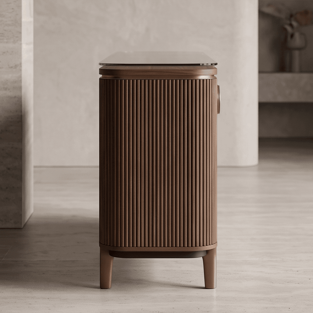 Wooden Fluted Sideboard Angle 3