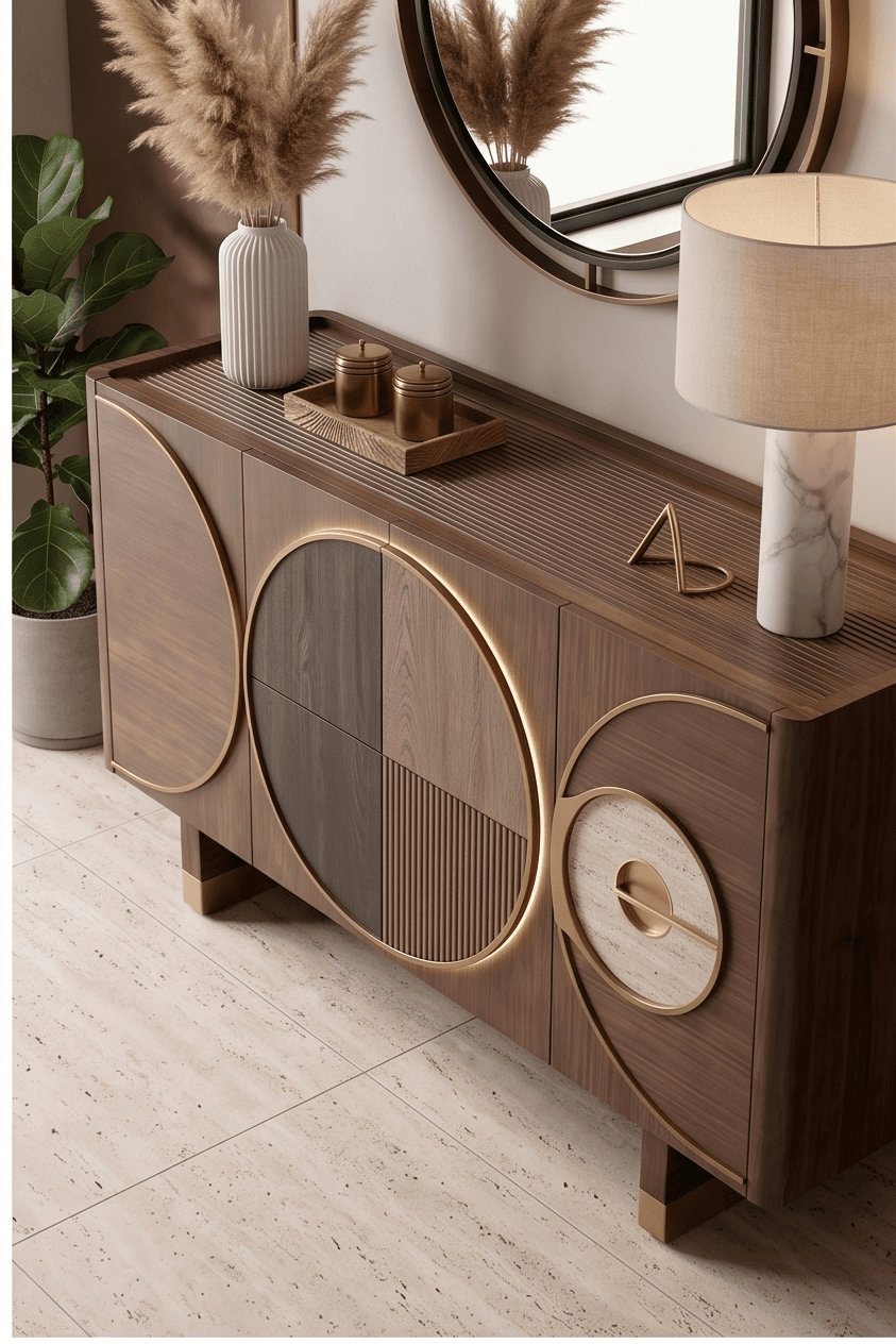 Wooden Mid Century Sideboard Angle 1