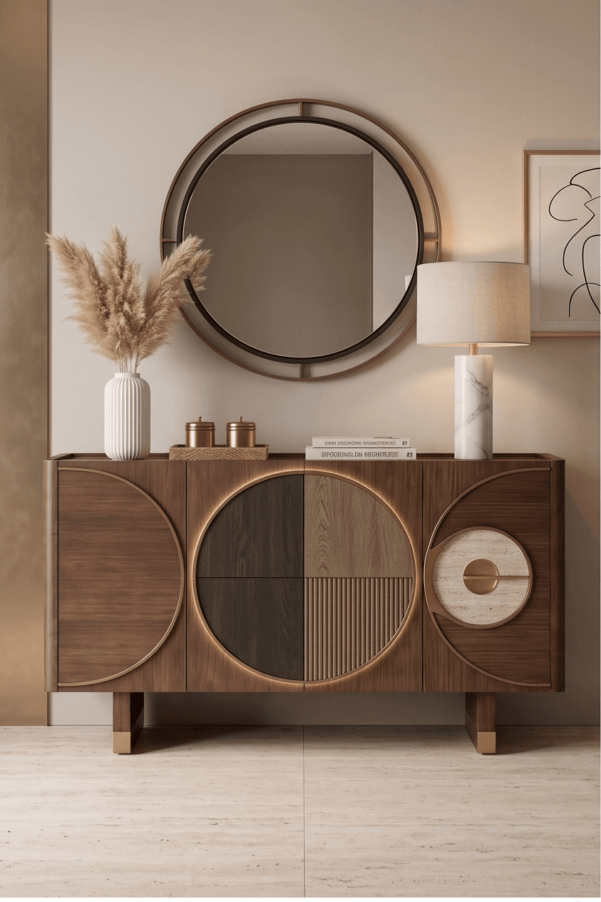 Wooden Mid Century Sideboard Angle 2