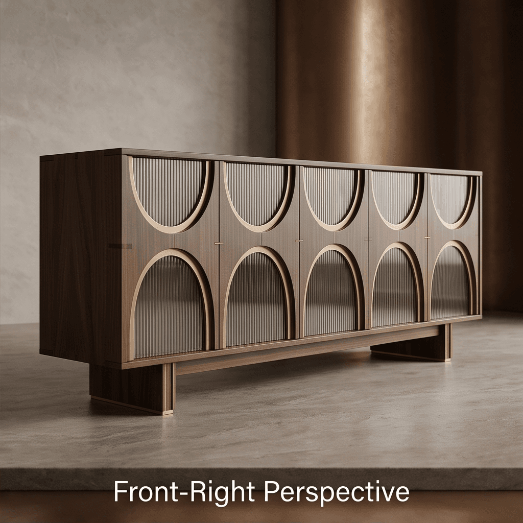 Wooden Mid Century Sideboard 2 Angle 1