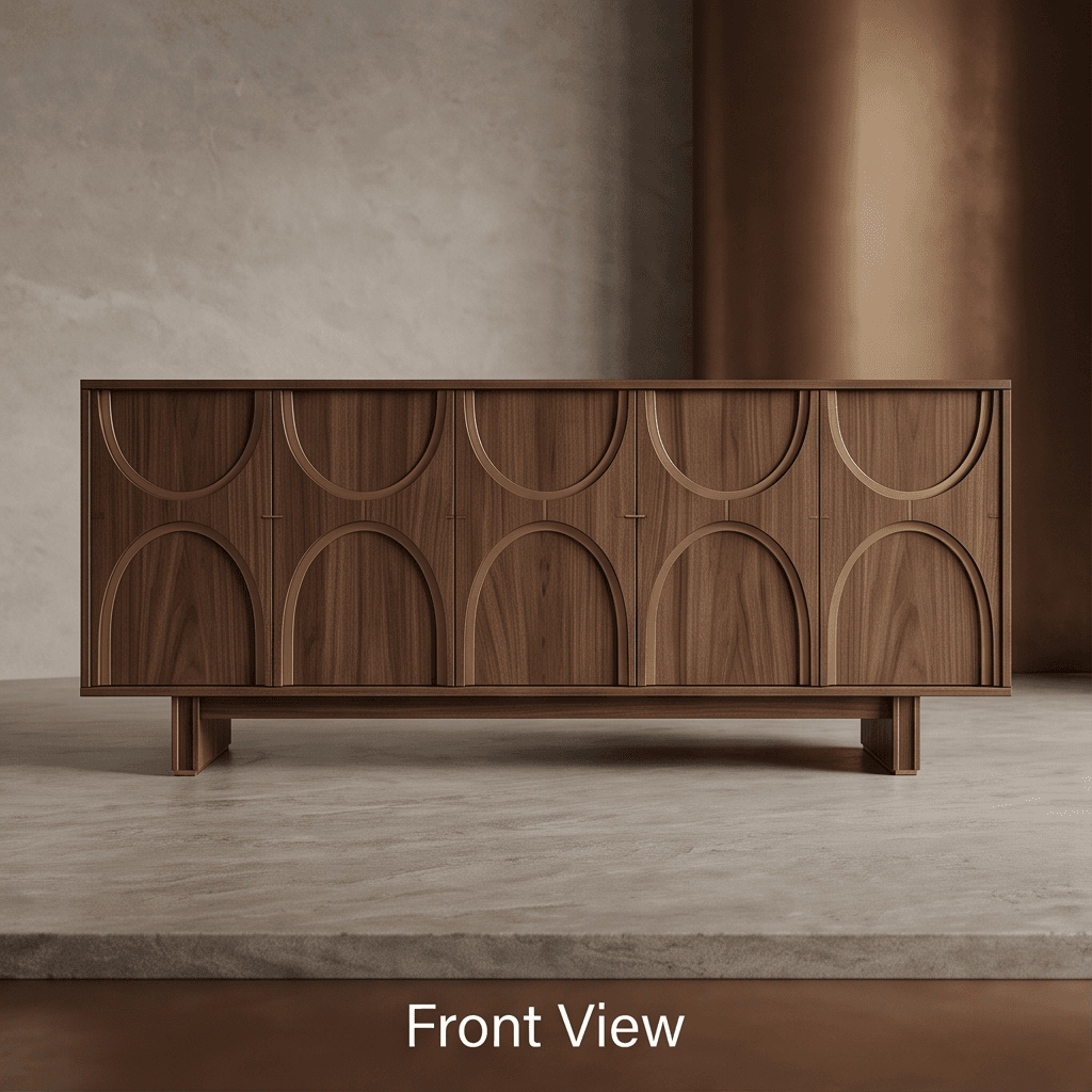 Wooden Mid Century Sideboard 2 Angle 2