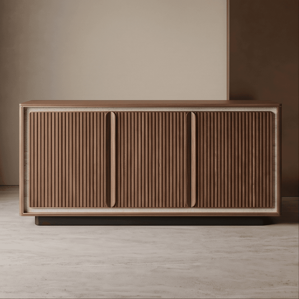 Wood Fluted Sideboard angle 2