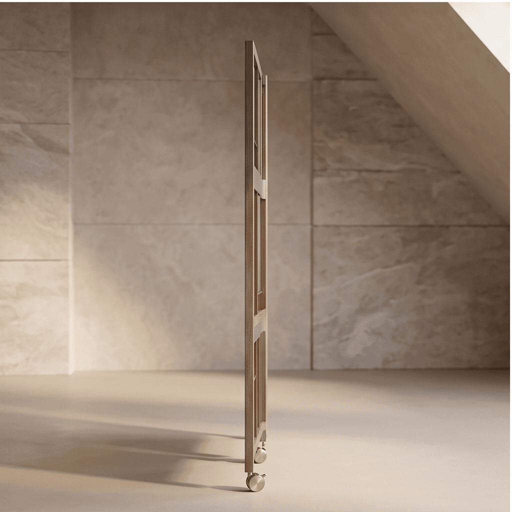 Brown Wood And Glass Partition Angle 3
