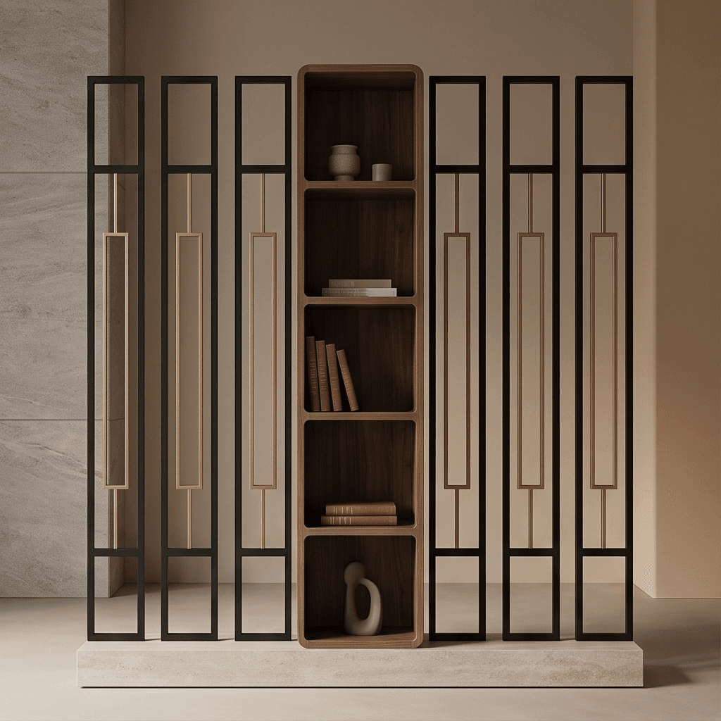 Wooden And Metal Open Partition angle 2